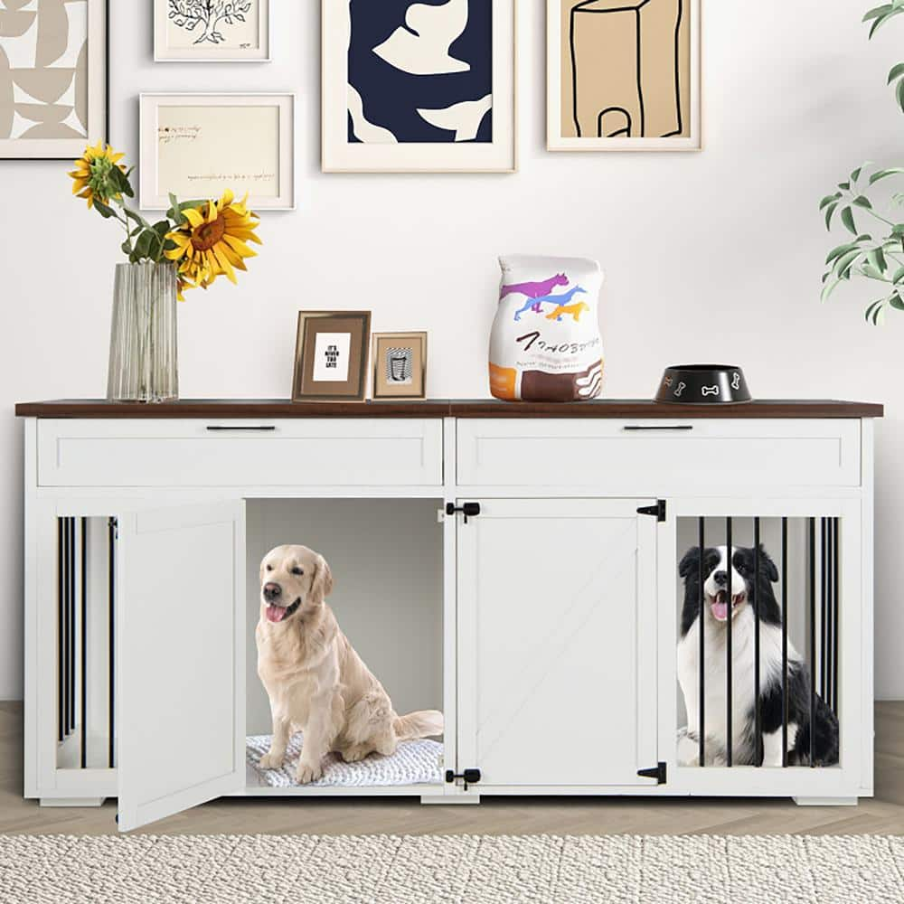 Desk with dog kennel best sale