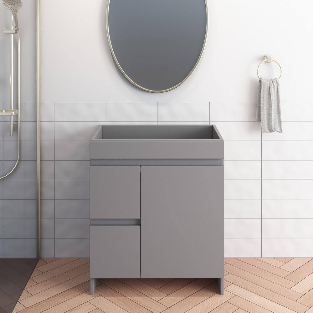 Gray 30" Freestanding Single Bathroom Vanity Base with Soft Close Drawers
