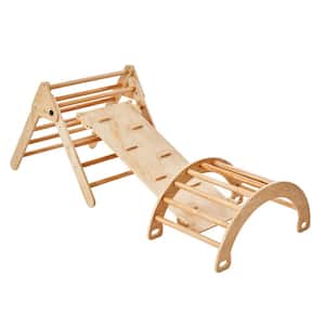 5-in-1 Pikler Triangle Set,Montessori Climbing Toys for Toddlers, Wooden Indoor Playground with Ramp, Arch,Multi-Colored