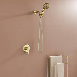 Single Handle 10-Spray Wall Mount Shower Faucet 2.5 GPM with Pressure Balance, Anti Scald in. Brushed Gold