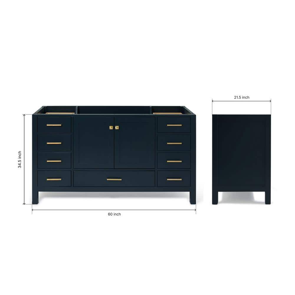 Midnight Blue 60" Solid Wood Freestanding Vanity Cabinet