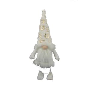 Nature 15 in., Standing Plush Christmas Gnome, without LED, White