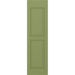 12 in. W x 73 in. H Americraft 2-Equal Raised Panel Exterior Real Wood Shutters Pair in Moss Green
