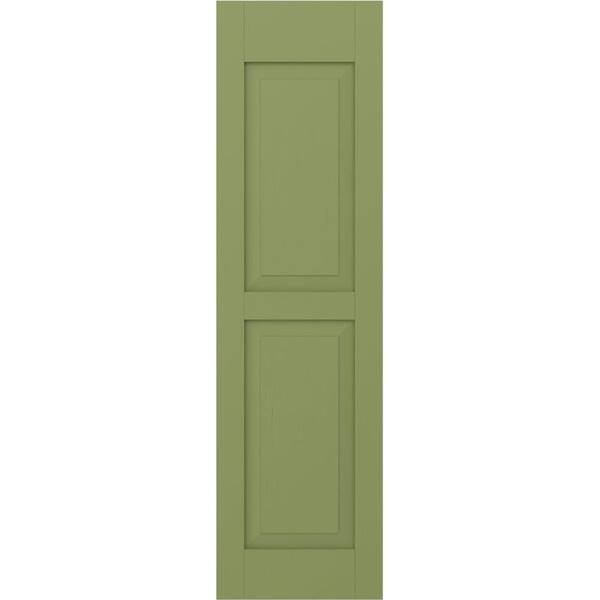 Ekena Millwork 15 in. W x 62 in. H Americraft 2-Equal Raised Panel Exterior Real Wood Shutters Pair in Moss Green