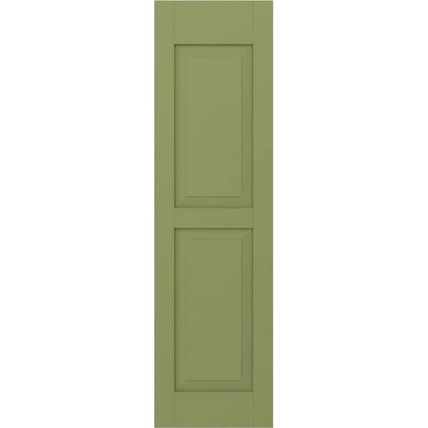 Ekena Millwork 18 in. W x 72 in. H Americraft 2 Equal Raised Panel Exterior Real Wood Shutters Pair in Moss Green
