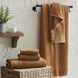 Brown Cotton Lattice Textured 6-Piece Towel Set