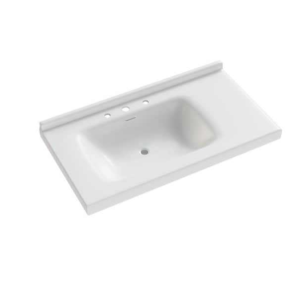 Avex Ceramic 36 in. Rectangular Bathroom Vessel Sink in White with 3 Pre-drilled Hole without Faucet