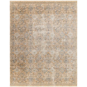 Margaret 8 X 10 Faded Taupe Damask Washable Indoor/Outdoor Area Rug