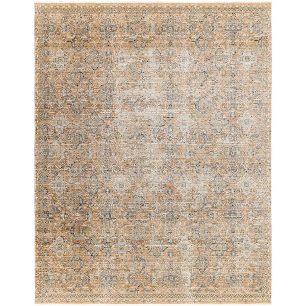 Livabliss Margaret 8 X 10 Faded Taupe Damask Washable Indoor/Outdoor Area Rug