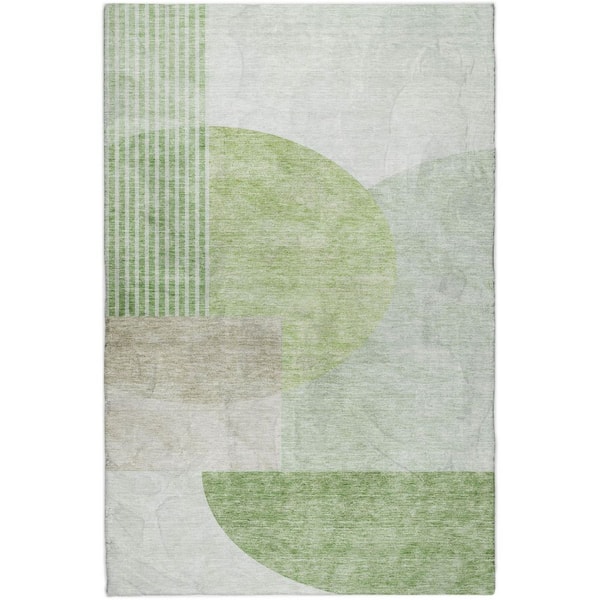 Dream Shag Premium Machine Washable Abstract ADS678 Olive 9 ft. x 12 ft. Area Rug