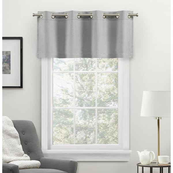 EXCLUSIVE HOME Loha Dove Grey Solid Light Filtering Grommet Top Straight Valance, 54 in. W x 18 in. L
