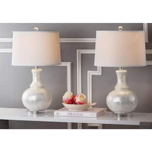 Shelly 24.75 in. White Gourd Table Lamp with White Shade (Set of 2)