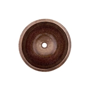 Small Round Skirted Hammered Copper Vessel Sink in Oil Rubbed Bronze