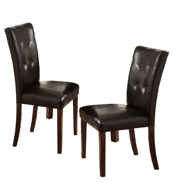 HomeSullivan Watersford Dark Brown Faux Leather Tufted Dining Chair