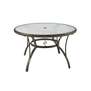 Mix and Match Aluminum Brown Round Outdoor Patio Dining Table