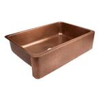 Lange Farmhouse Apron Front Pure Copper Sink 32 in. Single Bowl Kitchen Sink in Antique Copper