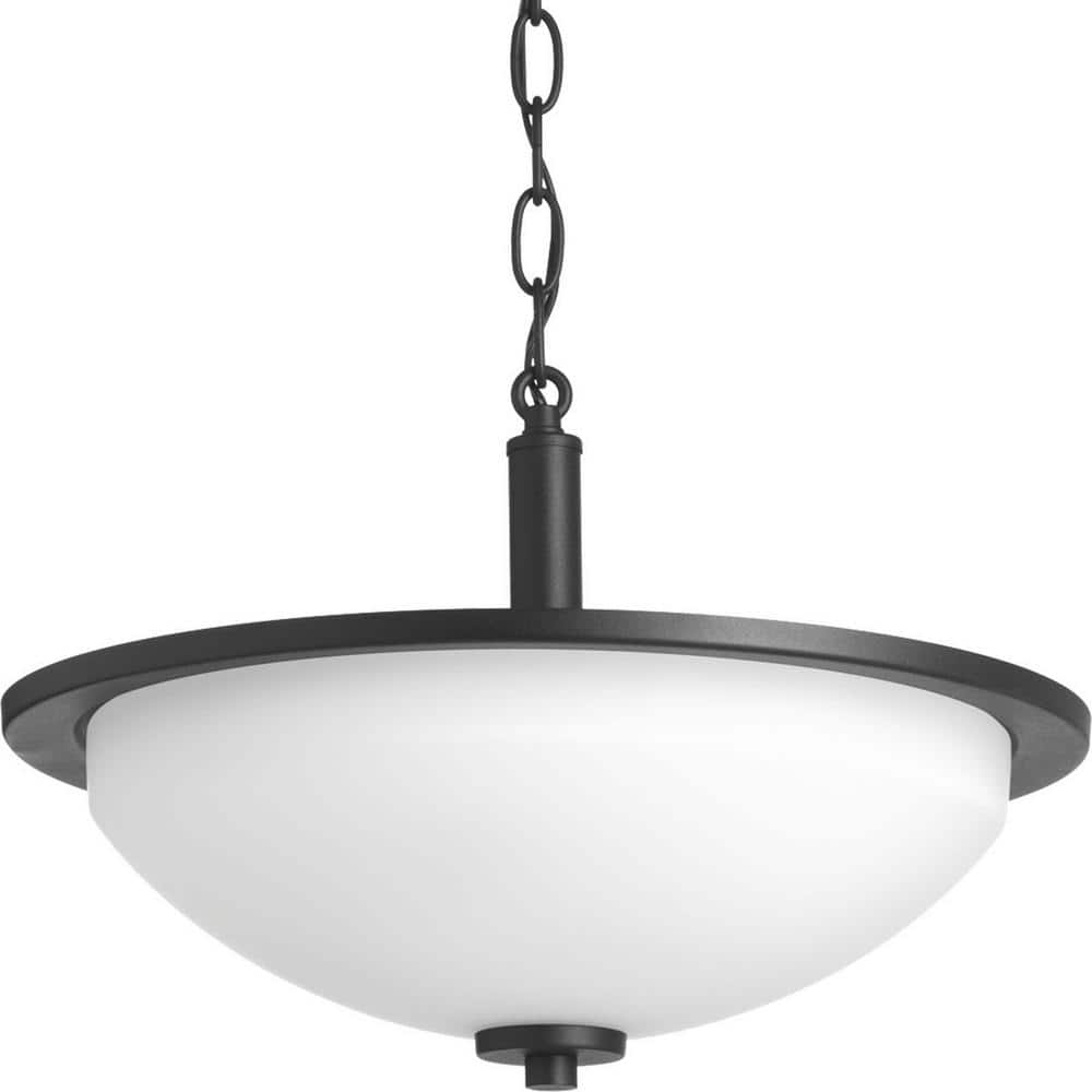 Black and White Glass 2-Light Semi-Flush Ceiling Fixture