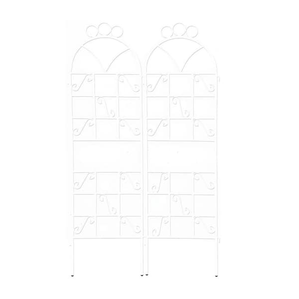 Tenleaf White Iron Garden Trellis 72 in. x 19.6 in. Rustproof Trellis for Climbing Plants Outdoor Rustproof Plant Support 2-Pack