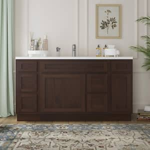 60 in. W x 21 in. D x 32.5 in. H Bath Vanity Cabinet without Top in Brown