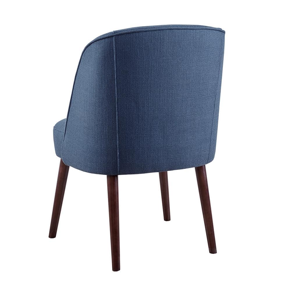 Blue Upholstered Birch Wood Curved Dining Chair