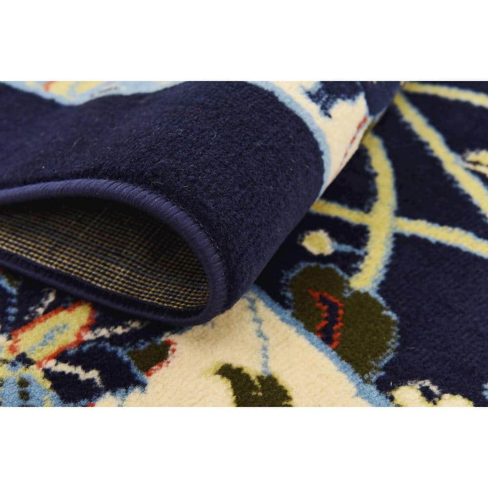 Handmade Rectangular Navy Blue Synthetic Memory Foam Rug