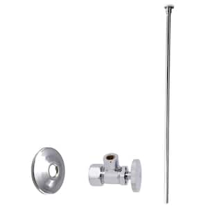 5/8 in. x 3/8 in. OD x 20 in. Flat Head Toilet Supply Line Kit with Round Handle Angle Shut Off Valve, Polished Chrome