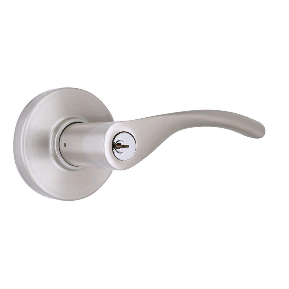 Primrose Satin Nickel Keyed Entry Door Lever Featuring Dual Keyway