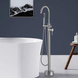 44.9 in. Single-Handle Classical Freestanding Bathtub Faucet with Hand Shower in Brushed Nickel