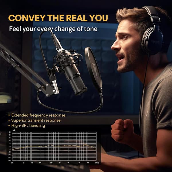 Lukyamzn XLR Condenser Microphone - Cardioid Studio Recording Mic