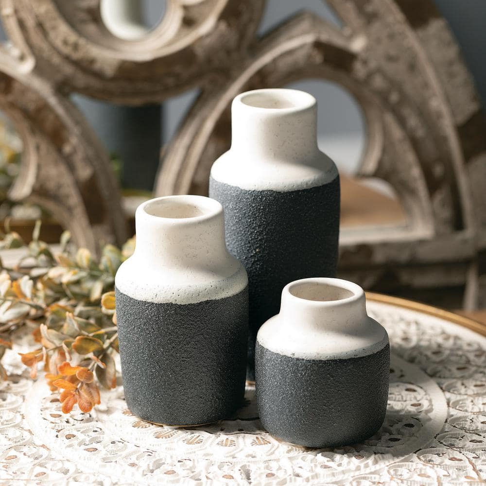 Trio of Timeless Ceramic Vases in White and Black
