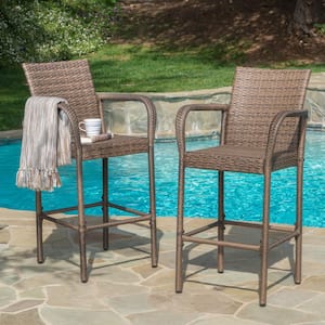 Peggy Faux Rattan Outdoor Bar Stool (2-Pack)
