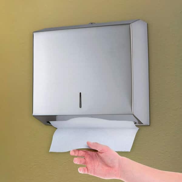 Stainless Steel Paper Towel Holder with Integrated Wrap Dispenser