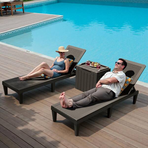 brown plastic chaise lounge