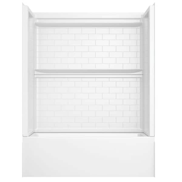 Classic 500 Tile Right Drain 32 in. L x 60 in. W x 59.88 in. H Alcove Bathtub Kit with Tub Wall