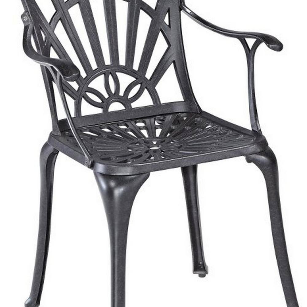 Grenada Charcoal Cast Aluminum Outdoor Dining Chair Pair