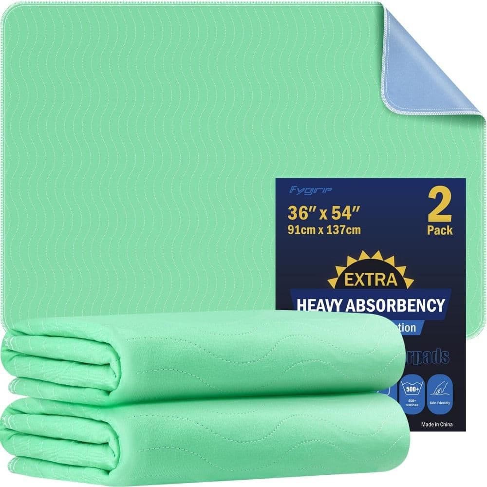 Extra Absorbent 36 in. x 54 in. Incontinence Nursing Bed Pads Mattress & Furniture Protector Washable Underpads (2-Pack) price history on PriceWatchPro