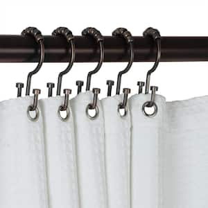 Deco Flat Double Roller Shower Curtain Hooks in Oil Rubbed Bronze