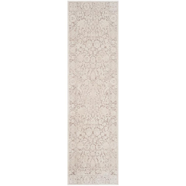Reflection 2 ft. x 16 ft. Beige/Cream Floral Distressed Runner Rug