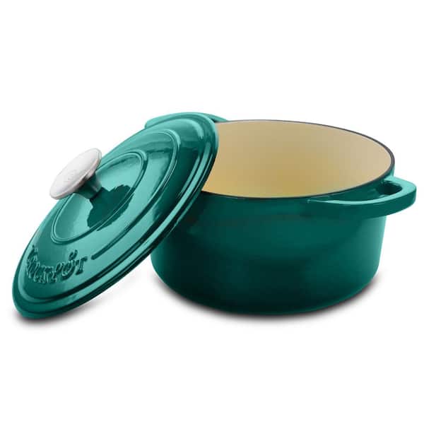 3.5 Qt Enameled Cast-Iron Round Dutch Oven - Teal