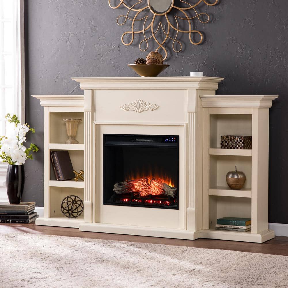 Southern Enterprises Parekah 70.25 in. Touch Panel Electric Fireplace in Ivory, Ivory finish -  HD054131