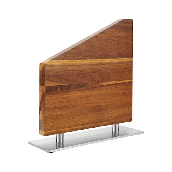 7-Knife Acacia Wood 3.5 in. x 10.5 in. x 10 in. Magnetic Knife Block without Knives with Strong Enhanced Magnets Strip