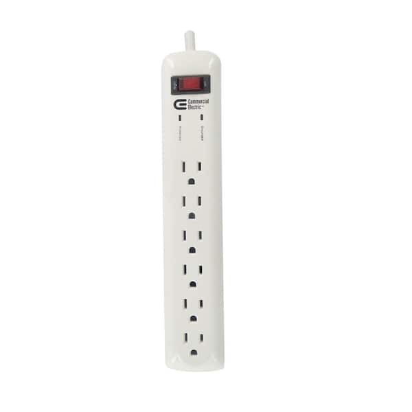 Commercial Electric 8 ft. 6-Outlet Surge Protector, White