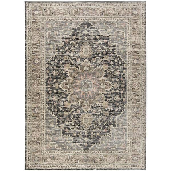 Weave & Wander Huron Gray/Charcoal 4 ft. x 8 ft. Medallion Area Rug