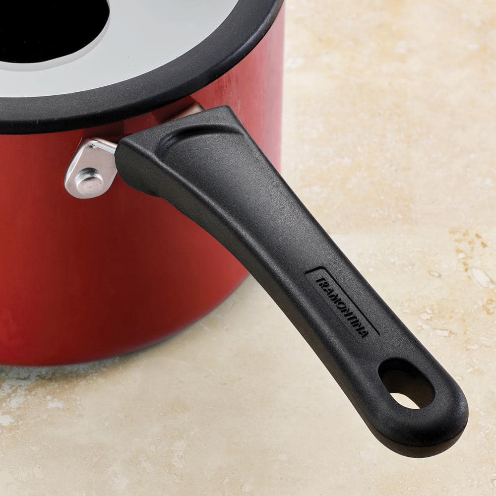 15-Piece Red Aluminum Nonstick Cookware Set with Enamel Finish