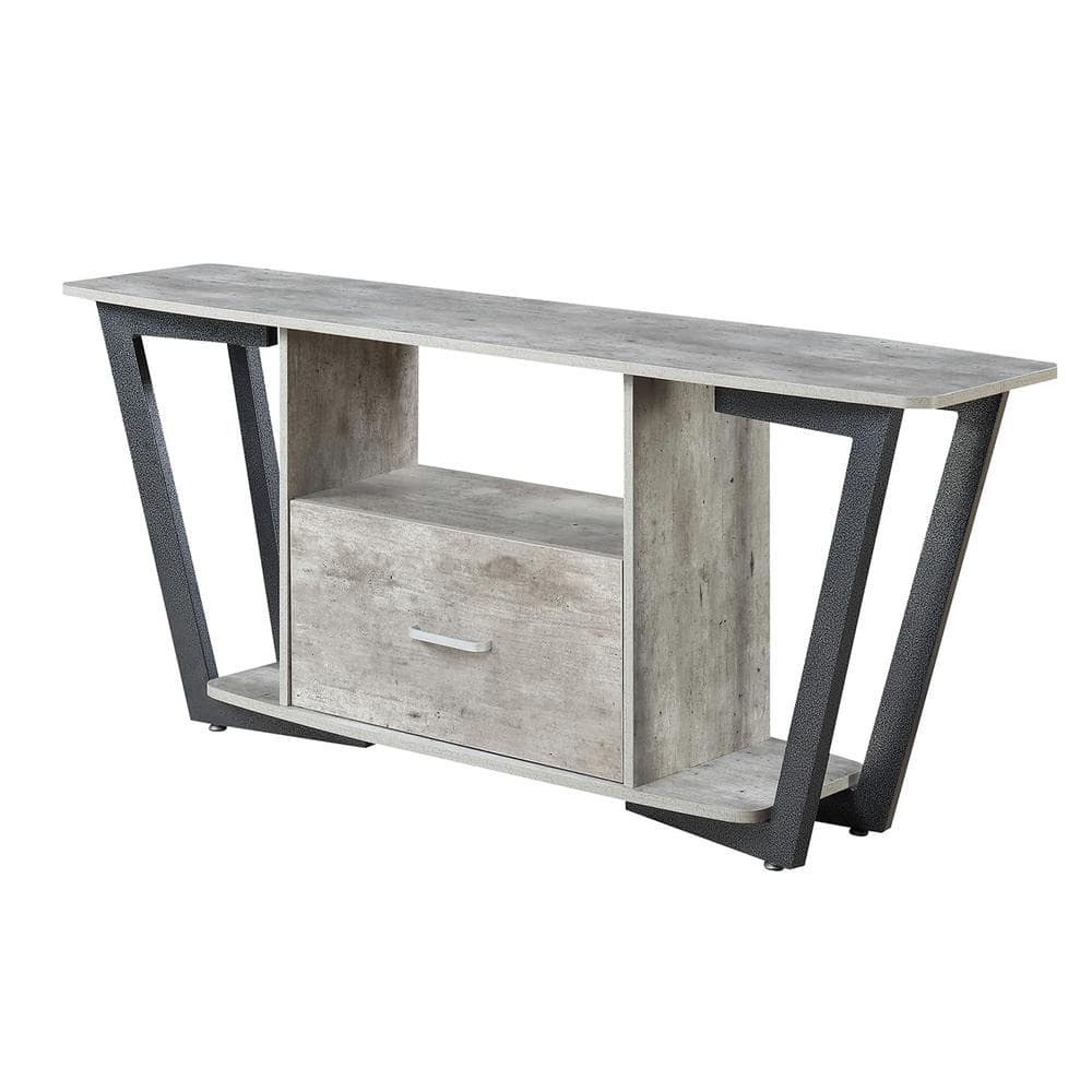 Urban Industrial Graystone 60" TV Stand with Cabinet, Gray/Black