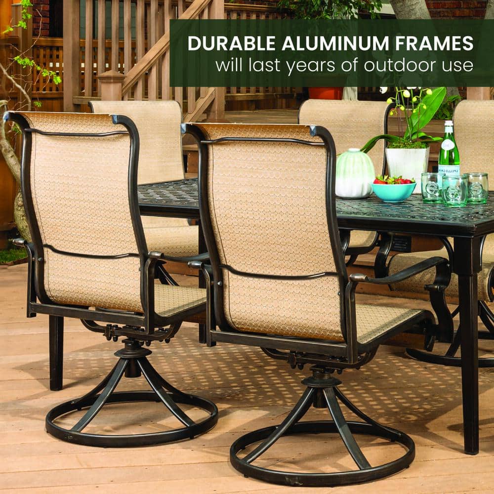Brigantine 7-Piece Tan Aluminum Patio Dining Set with Swivel Chairs