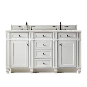 Bristol 60 in.W x 23.5 in.D x 34 in. H Double Vanity in Bright White with Quartz Top in Eternal Jasmine Pearl