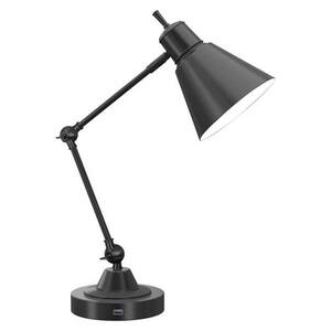 22.5 in. Bronze Task Lamp with Trumpet Head and USB Charging Station