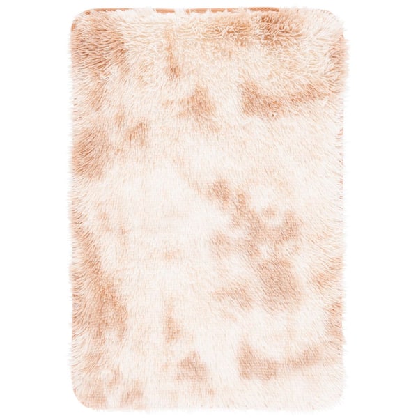 Rainbow Shag 2 ft. x 3 ft. Beige Abstract Solid Area Rug