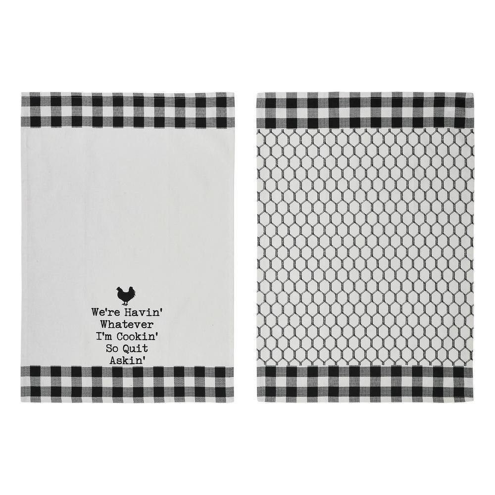 Farmhouse Black and White Cotton Tea Towel Set